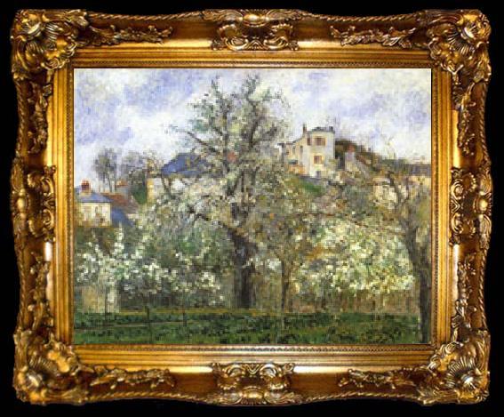 framed  Camille Pissarro Vegetable Garden and Trees in Flower Spring, ta009-2